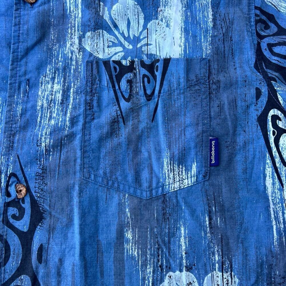 BILLABONG Button Down Cotton, Short Sleeve Blue Shirt, Men's size L - Picture 7 of 8